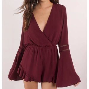 Wine colored, bell sleeve romper